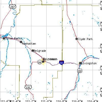 Zip code 59715 close-up map