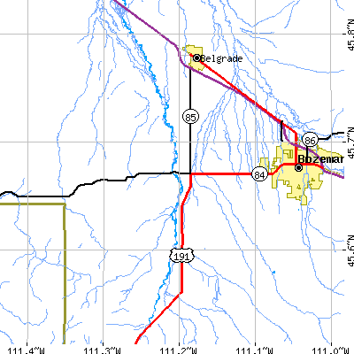 Zip code 59718 close-up map