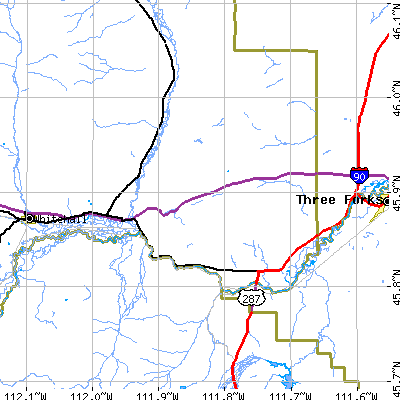 Zip code 59721 close-up map