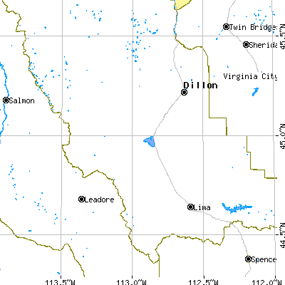 Zip code 59725 close-up map