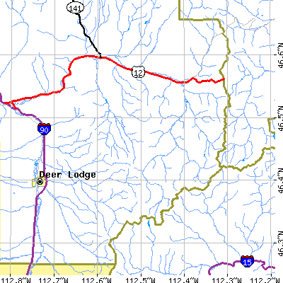 Zip code 59728 close-up map