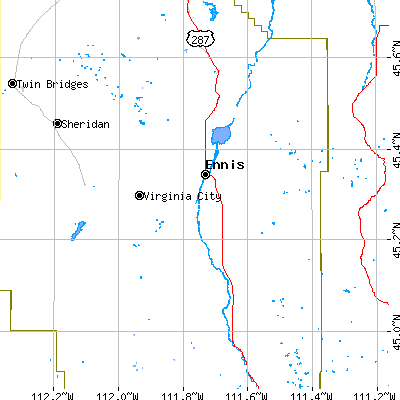 Zip code 59729 close-up map