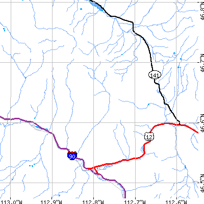 Zip code 59731 close-up map