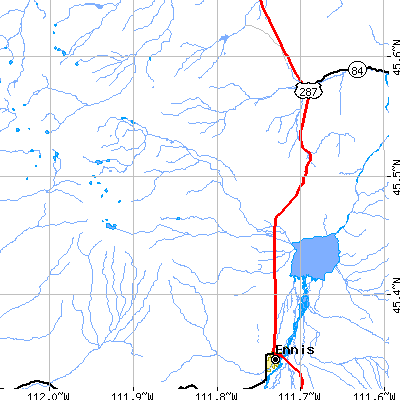 Zip code 59740 close-up map