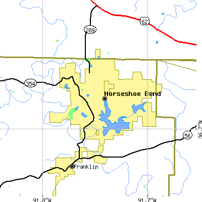 Zip code 72512 close-up map