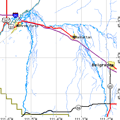 Zip code 59741 close-up map