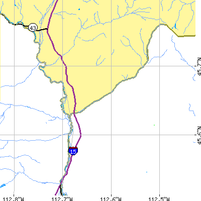 Zip code 59743 close-up map