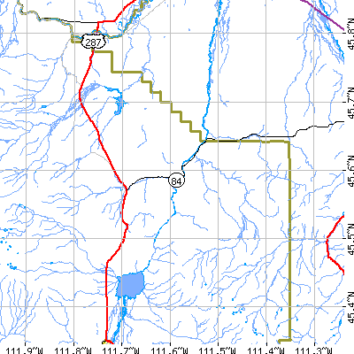 Zip code 59745 close-up map