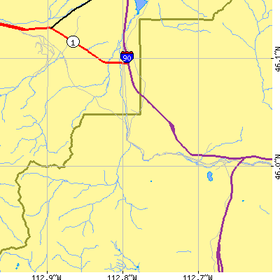 Zip code 59748 close-up map