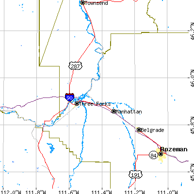 Zip code 59752 close-up map