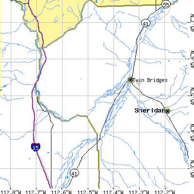 Zip code 59754 close-up map