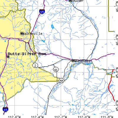 Zip code 59759 close-up map