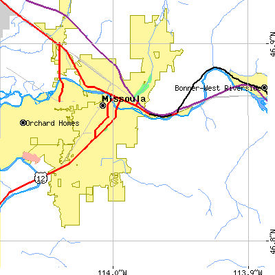 Zip code 59801 close-up map