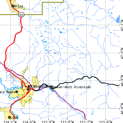 Zip code 59802 close-up map