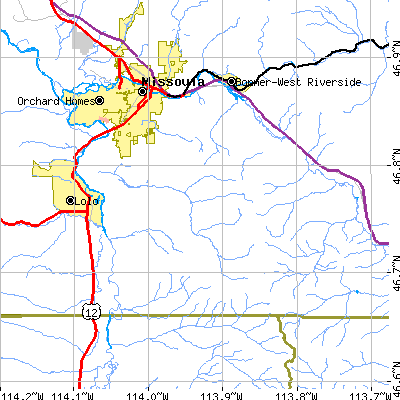 Zip code 59803 close-up map