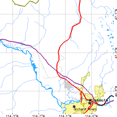 Zip code 59808 close-up map
