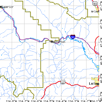Zip code 59820 close-up map
