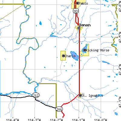 Zip code 59824 close-up map