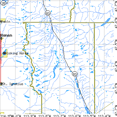 Zip code 59826 close-up map