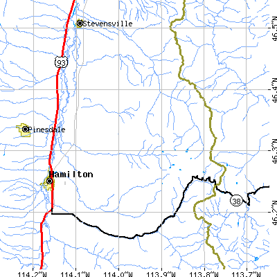 Zip code 59828 close-up map