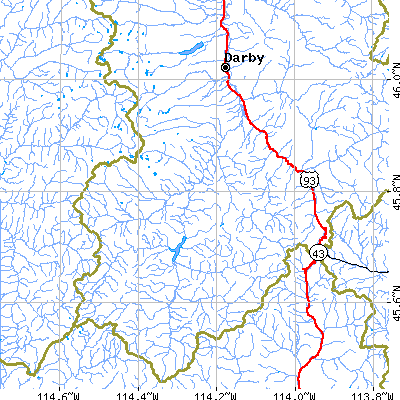 Zip code 59829 close-up map