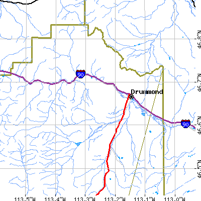 Zip code 59832 close-up map