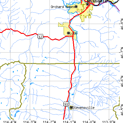 Zip code 59833 close-up map