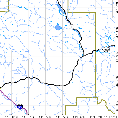 Zip code 59836 close-up map