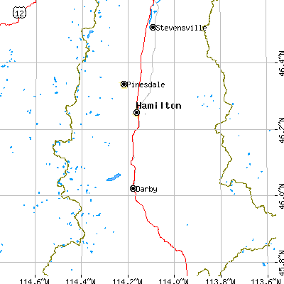 Zip code 59840 close-up map