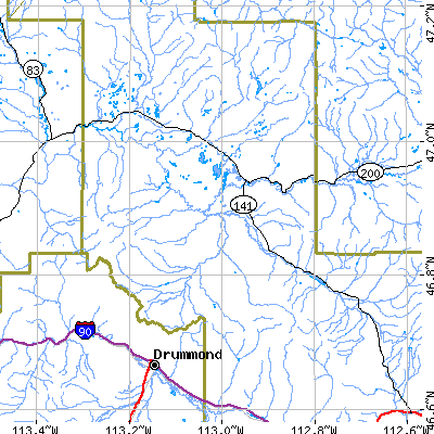 Zip code 59843 close-up map