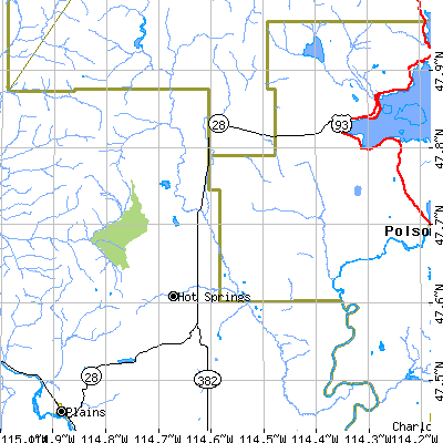 Zip code 59845 close-up map