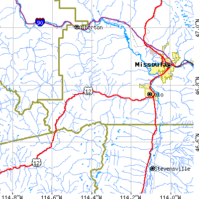 Zip code 59847 close-up map