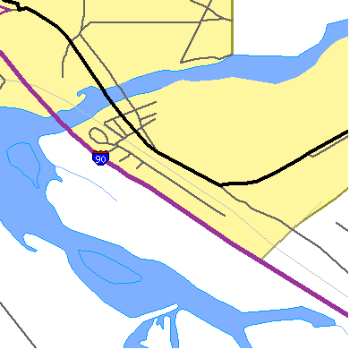 Zip code 59851 close-up map