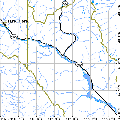 Zip code 59853 close-up map