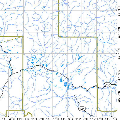 Zip code 59854 close-up map