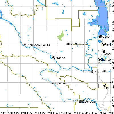 Zip code 59859 close-up map