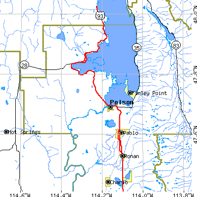 Zip code 59860 close-up map