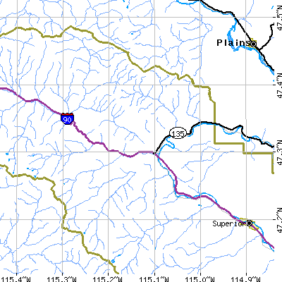 Zip code 59866 close-up map