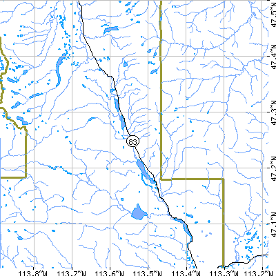 Zip code 59868 close-up map