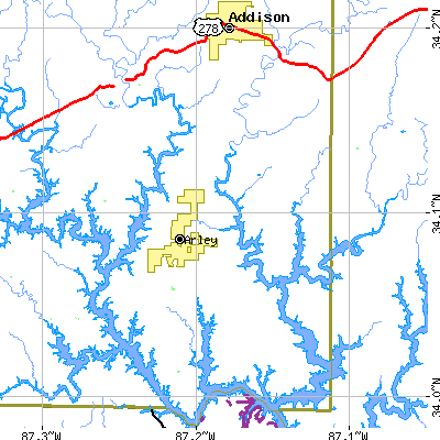 Zip code 35541 close-up map