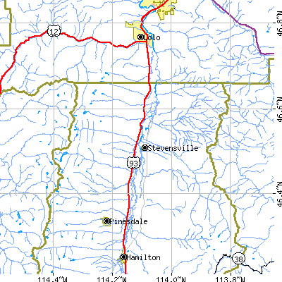 Zip code 59870 close-up map