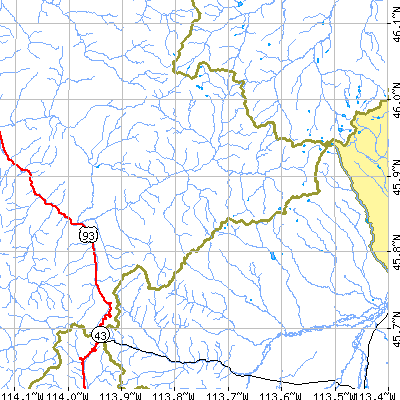 Zip code 59871 close-up map
