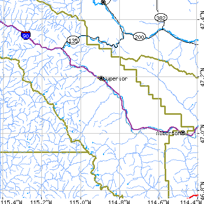 Zip code 59872 close-up map
