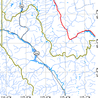 Zip code 59874 close-up map