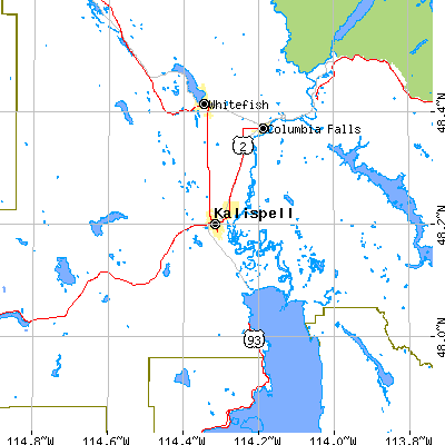 Zip code 59901 close-up map