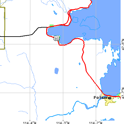 Zip code 59910 close-up map