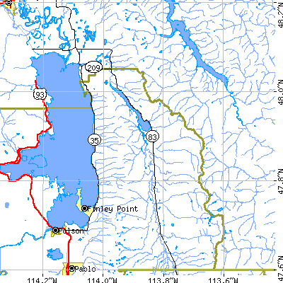 Zip code 59911 close-up map