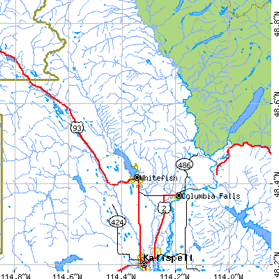 Zip code 59912 close-up map
