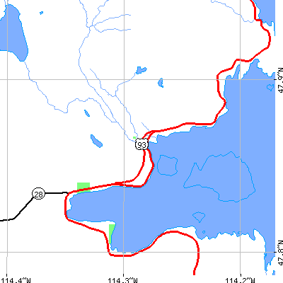 Zip code 59914 close-up map