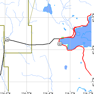 Zip code 59915 close-up map